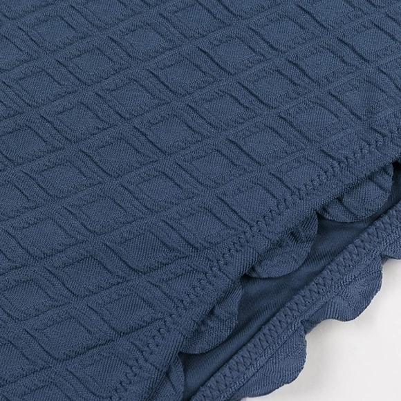 NEW! Blue one piece swimsuit! Beach pool vacation travel resortwear size large. - Picture 5 of 8